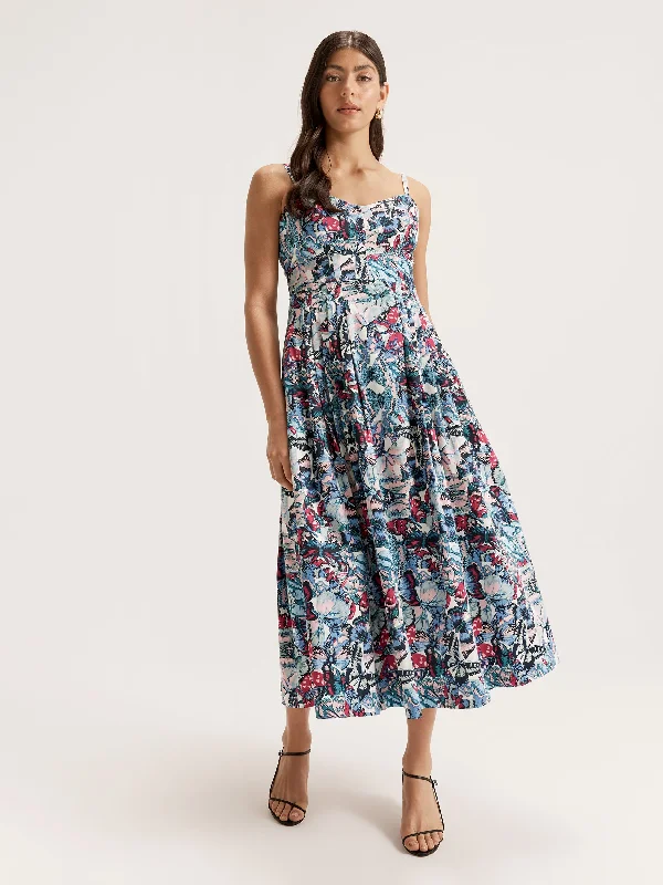 Midi Dresses with Tie Front Design -Gossamer Sundress