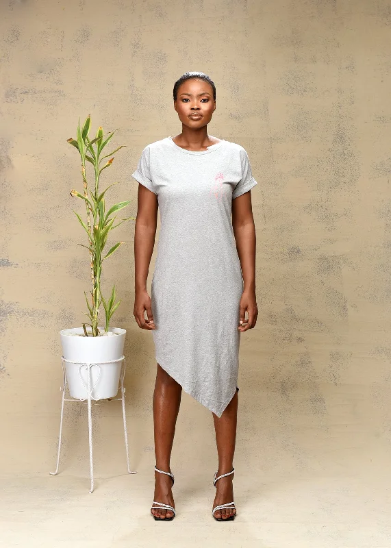 Midi Dresses in Subtle Shine -AIMAS Borad Grey Midi Dress