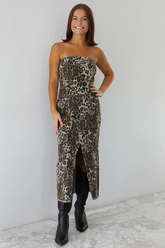 Boho Midi Dresses 2025 -Just A Little Midi Dress: Leopard