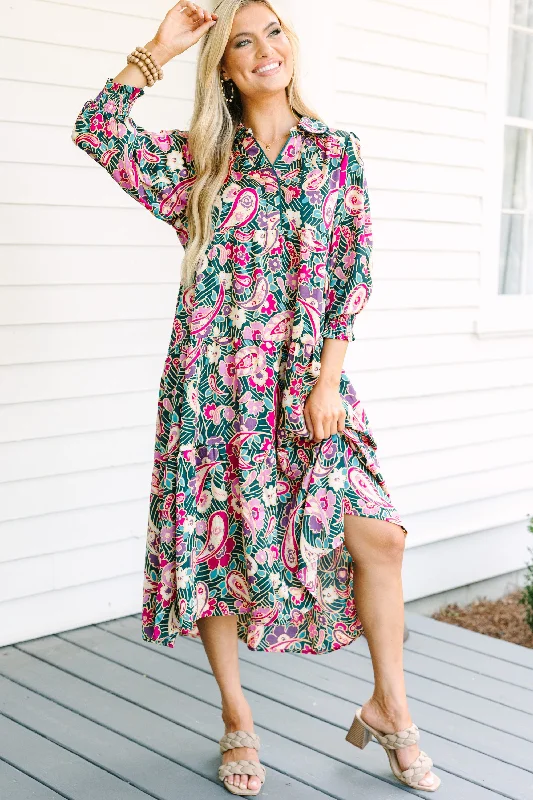 Midi Dresses for Patio Chill -Change Your Mint Teal Green Paisley Midi Dress