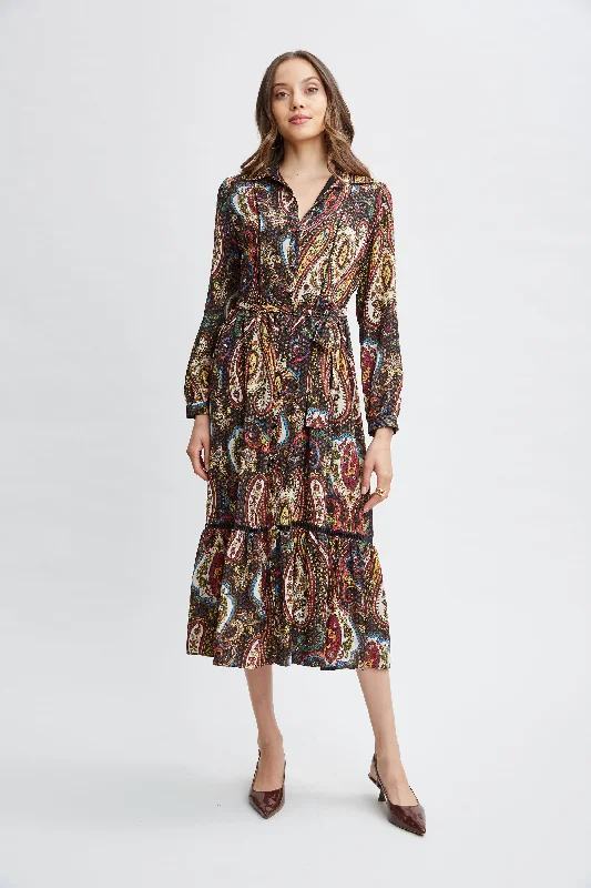 Midi Dresses in Pastel Shades -T-Tahari Paisley Midi Dress