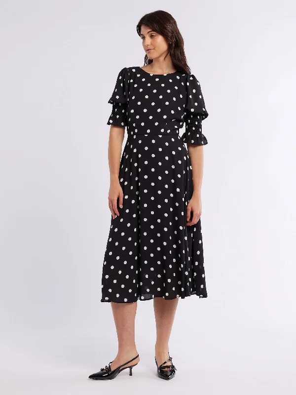 Midi Dresses with Curved Edge -Dalmatian Midi Dress