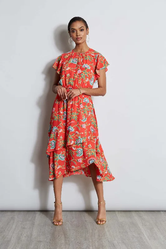 Midi Dresses with Wrap Front -T-Tahari Hibiscus Garden Print Midi Dress