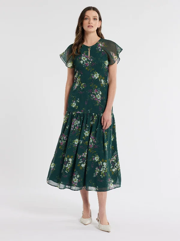 Midi Dresses for Park Dates -Woodland Bloom Midi Dress