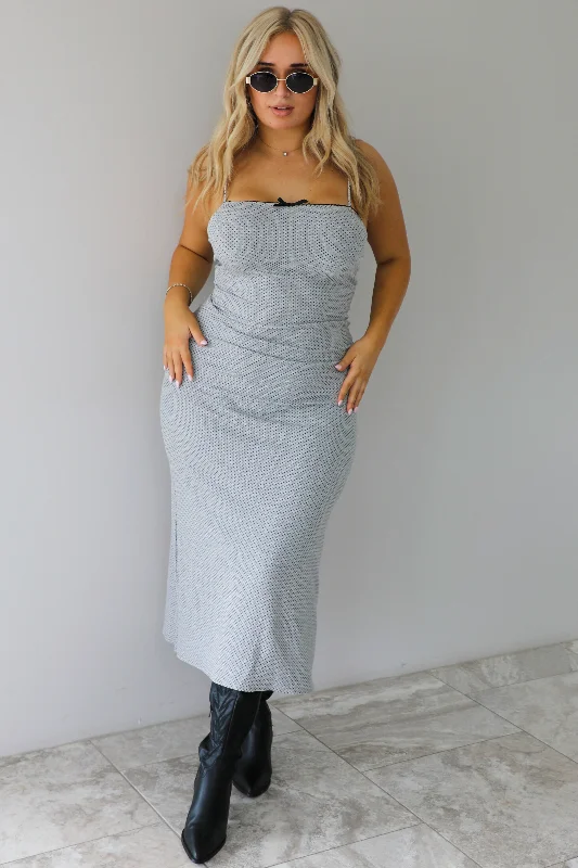 Green Midi Dresses Sale -See You Soon Midi Dress: Heather Grey/Black