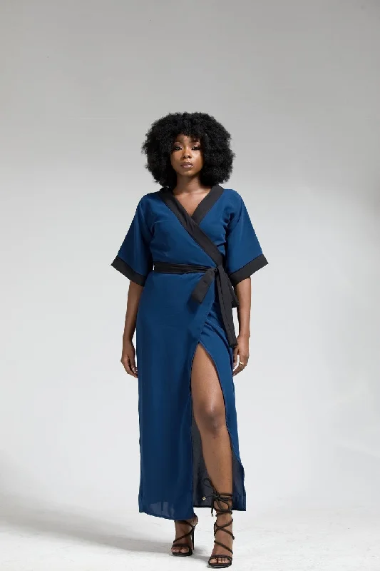 Midi Dresses for Casual Dates -Lade Kimono Wrap Dress