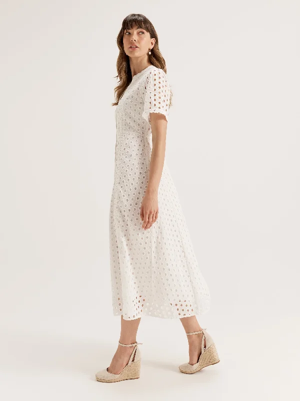 Midi Dresses for Spring Chill -Solar Broderie Dress