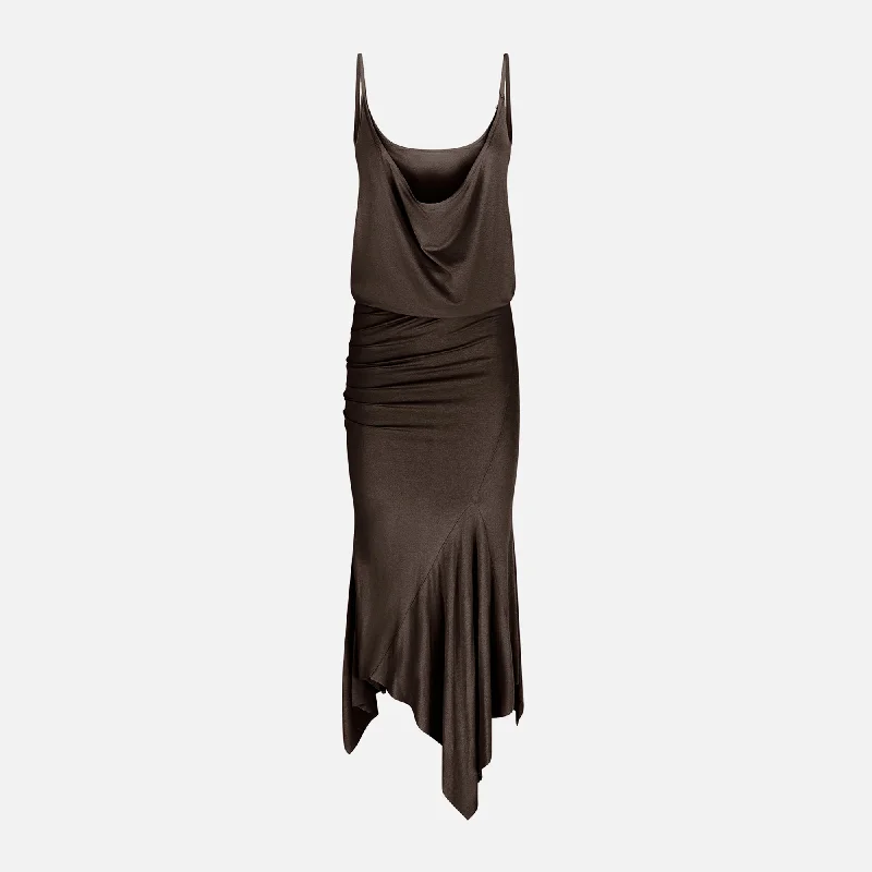 Midi Dresses for Art Galleries -The Attico Midi Dress - Dark Brown