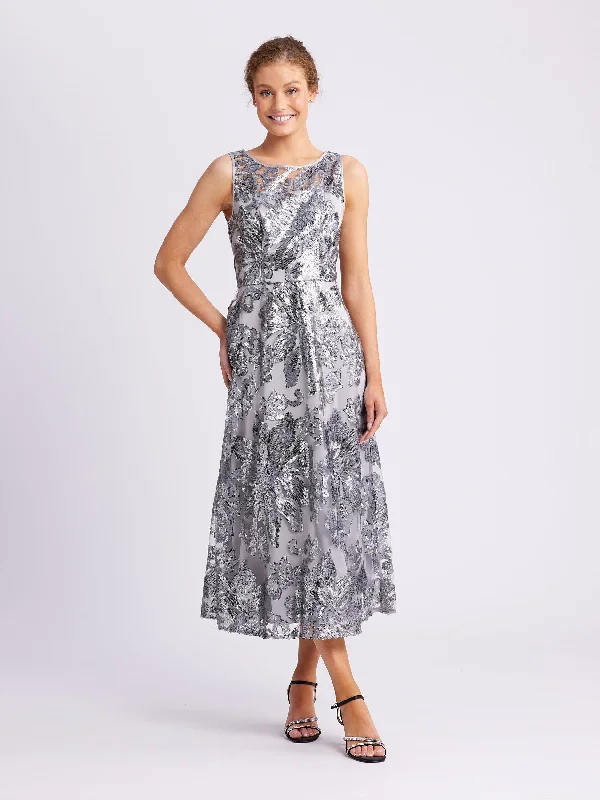 Midi Dresses in Shiny Silk -Lexi Sequin Midi Dress