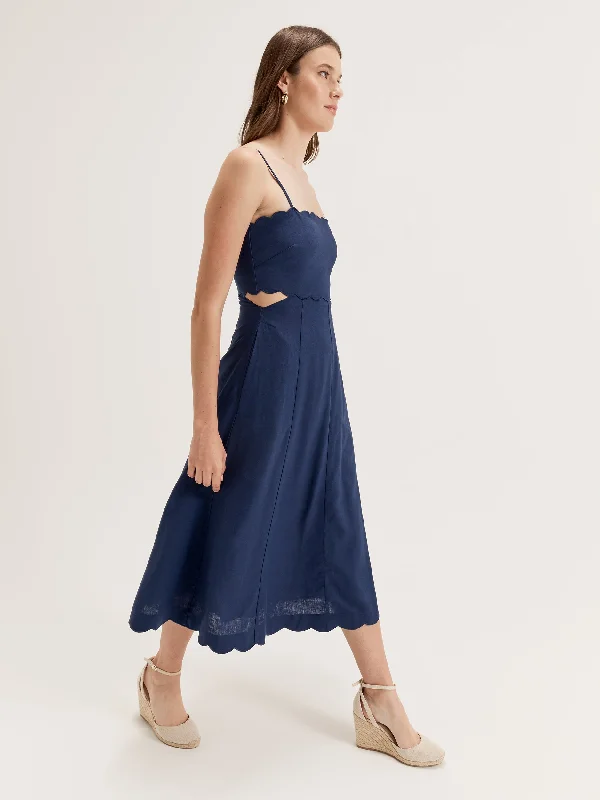 Midi Dresses in Wild Silk -Gigi Scalloped Dress