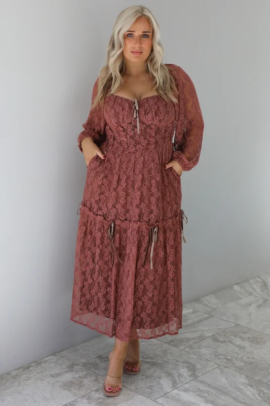 Midi Dresses for Summer Dates -Reaching Back Midi Dress: Rosewood