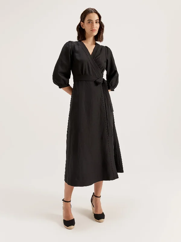 Midi Dresses in Smooth Wool -Cancun Wrap Dress