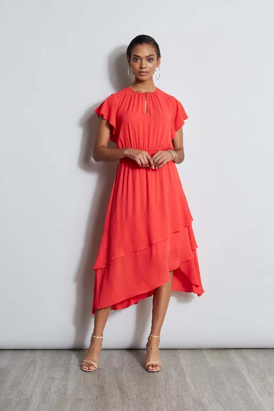 Midi Dresses with Pleated Skirt -T-Tahari Keyhole Midi Dress