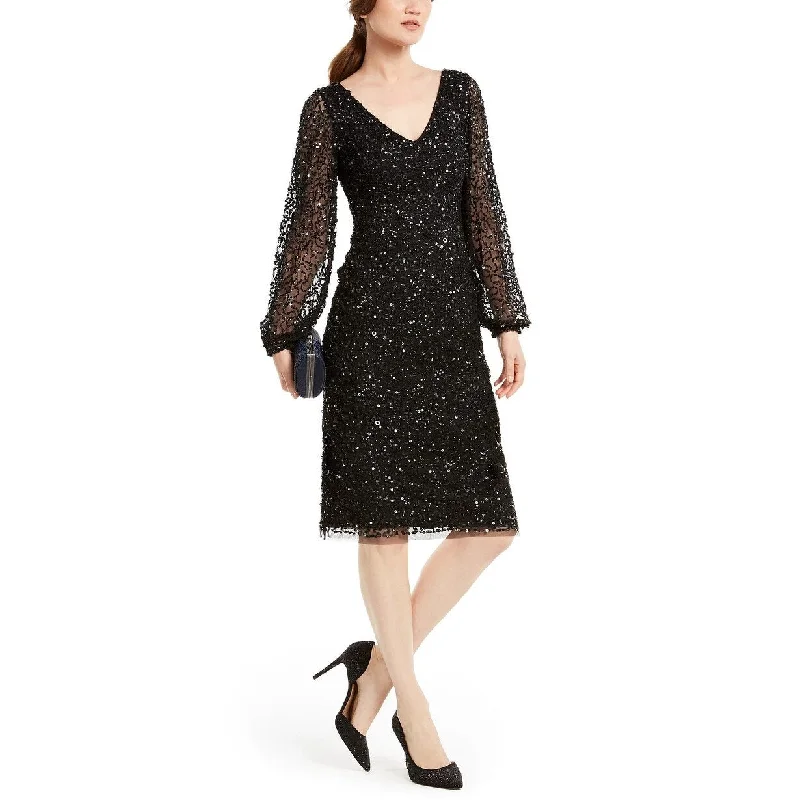 Warm-Hue Party Dress -Adrianna Papell Women's Sequin Cocktail Dress Black Size 4