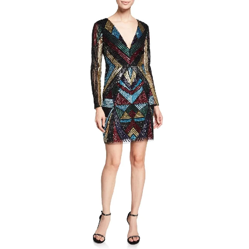 Bold-Pattern Party Dress -Aidan By Aidan Mattox Embellished Cocktail Dress Black Size 2