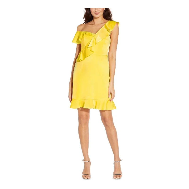 Fall-Party Party Dress -Aidan By Aidan Mattox Women's Ruffled Cocktail Dress Yellow Size 18