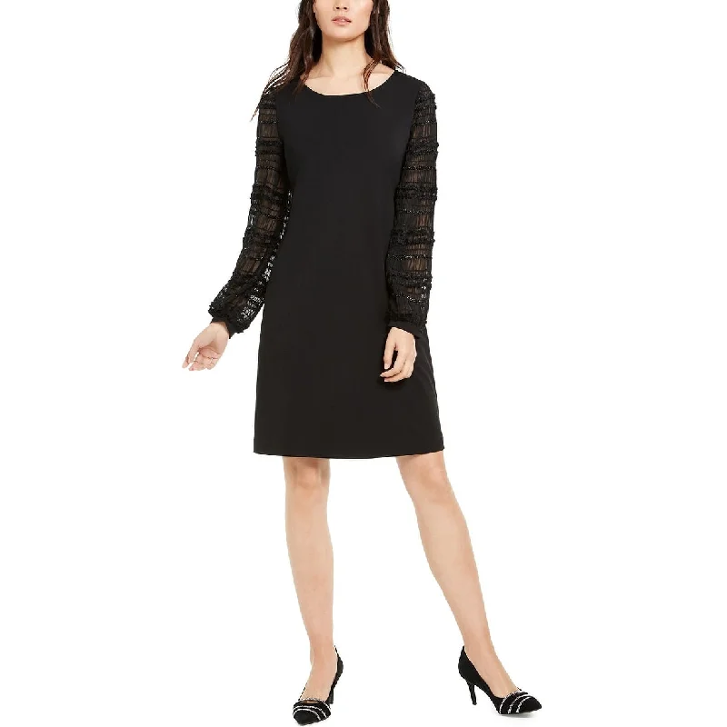 Beach-Date Party Dress -Alfani Women's Long Sleeve Jewel Neck Cocktail Dress Black Size M