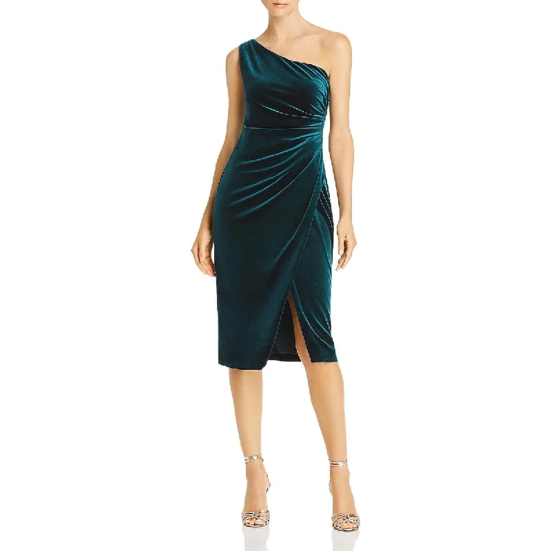 Day-Trip Party Dress -Aqua Women's Velvet One Shoulder Cocktail Dress Green