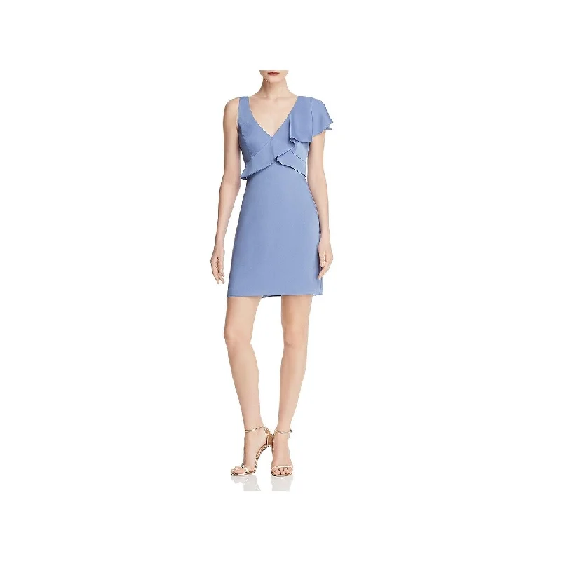 Bcbgmaxazria Women's Ruffled Tie Back Cocktail Dress Blue Size X-Small