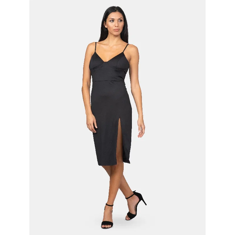 Cool-Silk Party Dress -Bebe Women's Body Con Cocktail Dress Black Size Medium