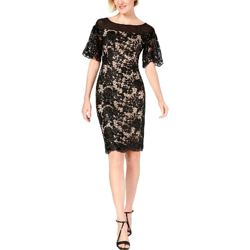 Scoop-Neck Party Dress -Calvin Klein Women's Lace Embellished Cocktail Dress Black Size 10"