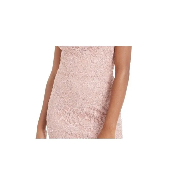 Evening Party Dress -City Studios Women's Embroidered Cut Out Sleeveless Halter Short Body Con Cocktail Dress Pink Size 9