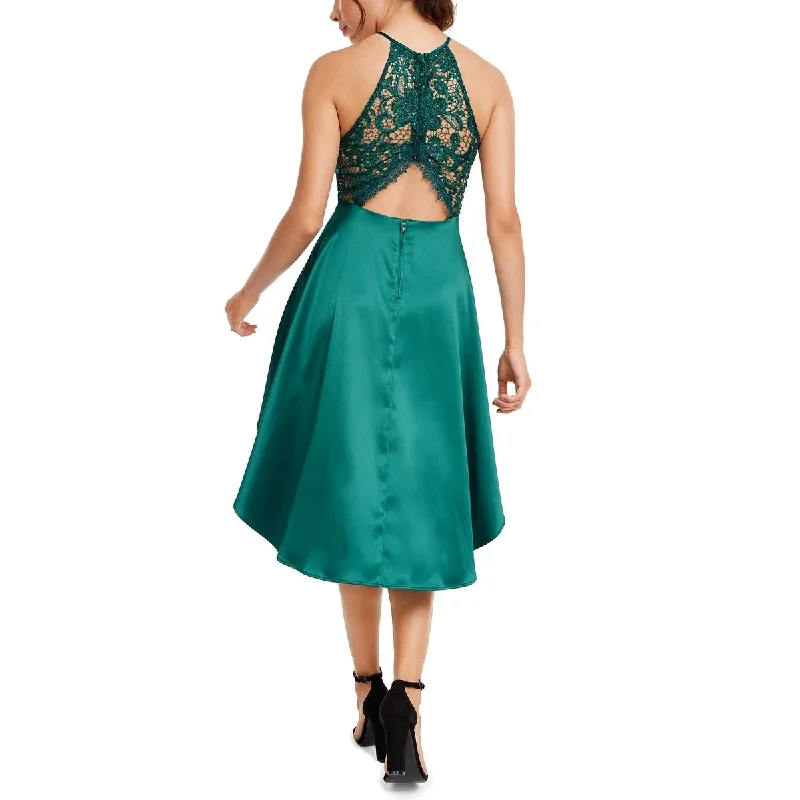 Beach Party Dress -Crystal Doll Women's Sleeveless Halter Tea Length Hi Lo Cocktail Dress Green Size 11