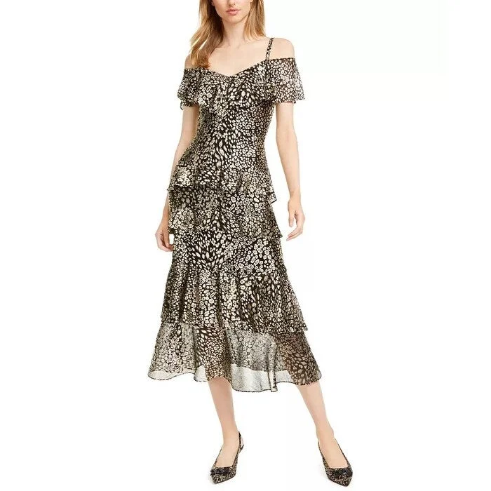 Fall-Date Party Dress -RACHEL Rachel Roy Women's Cocktail Dress Metallic Black Size XL - X-Large