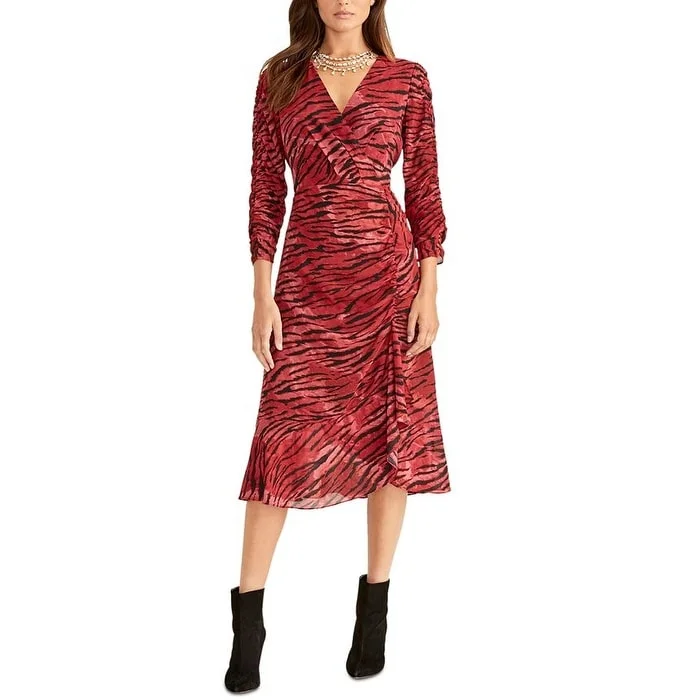 Rachel Roy Women's Anja Animal Print Ruched Cocktail Dress Pink Size 4