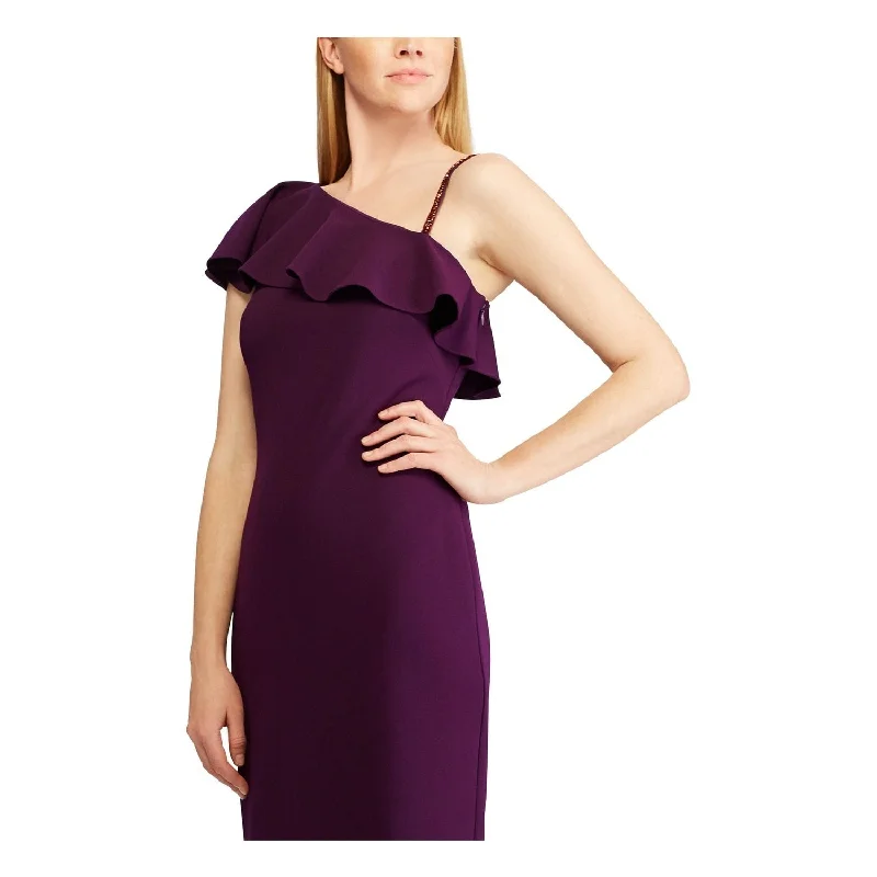 Ralph Lauren Women's Flutter Sleeve Sheath Cocktail Dress Purple Size 2