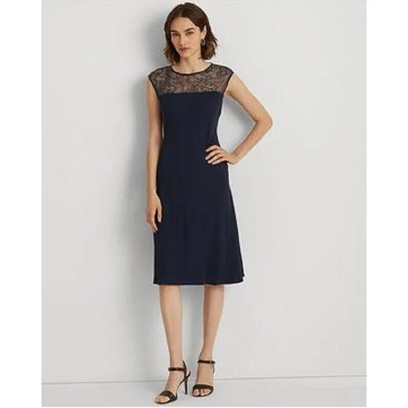 Warm-Tone Party Dress -Ralph Lauren Women's Georgette Sleeveless Cocktail Dress Blue Size 4