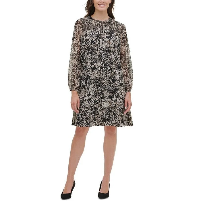 Warm-Velvet Party Dress -Tommy Hilfiger Women's Long Sleeve Above The Knee Trapeze Cocktail Dress Black Size 2