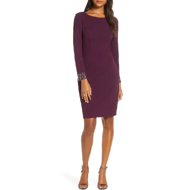 Flared-Back Party Dress -Vince Camuto Women's Embellished Cocktail Dress Purple Size 4