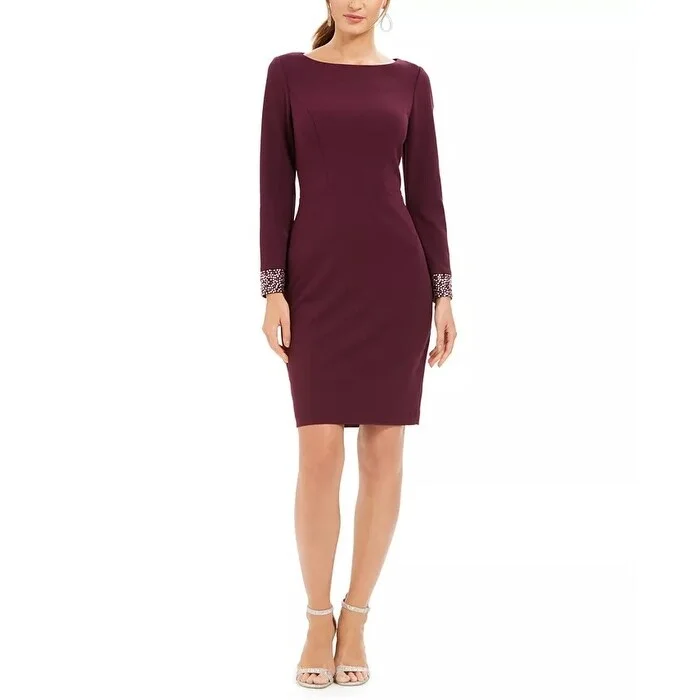 Soft-Hue Party Dress -Vince Camuto Women's Embellished Long Sleeve Cocktail Dress Purple Size 14