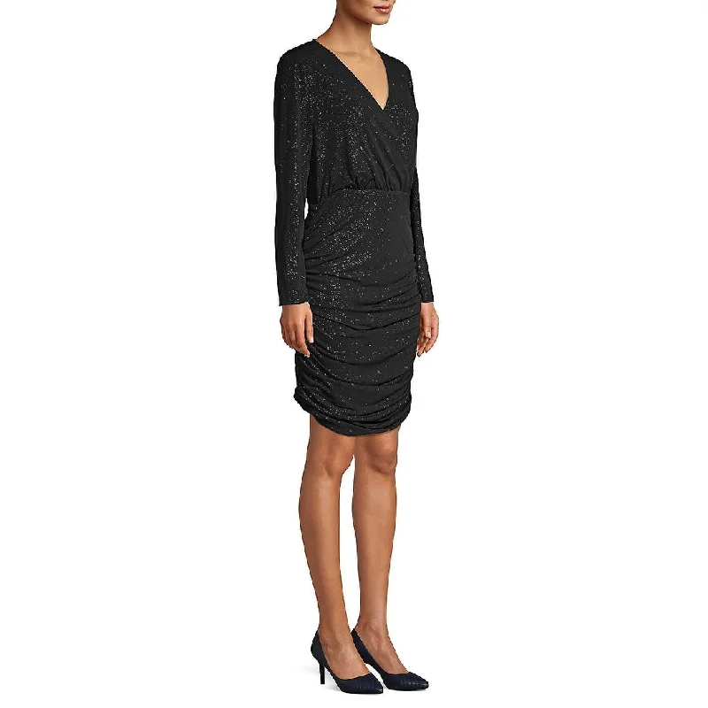 Summer-Night Party Dress -Vince Camuto Women's Knit Glitter Cocktail Dress Black Size X-Large