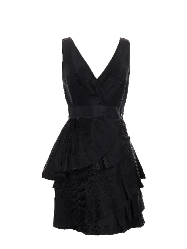 Girls-Night Party Dress -max & cleo black pleated ruffle cocktail dress