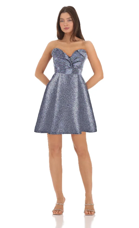 Concert Party Dress -4 - thread social grey strapless cocktail dress