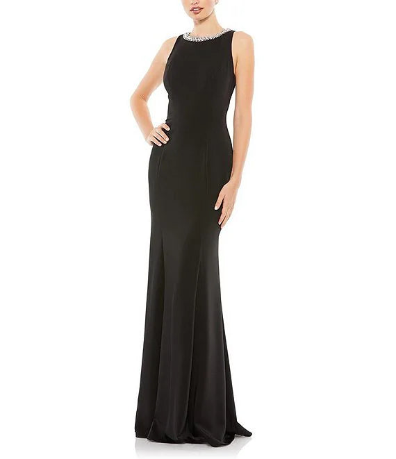 Street-Style Party Dress -Beaded Jeweled Crew Neck Sleeveless Sheath Gown Bodycon Evening Dresses Cocktail Dresses