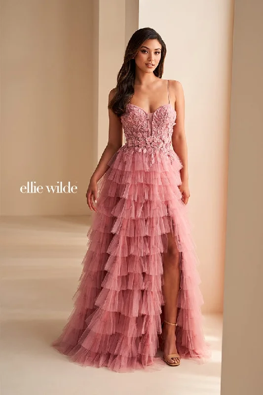 Side-Ruffle Evening Dress -Ellie Wilde: EW36223