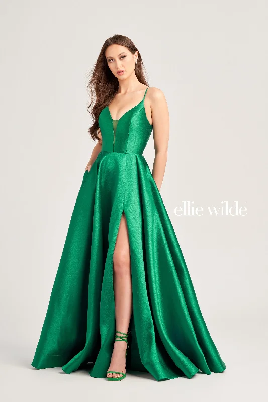 Pleated-Skirt Evening Dress -Ellie Wilde: EW35232