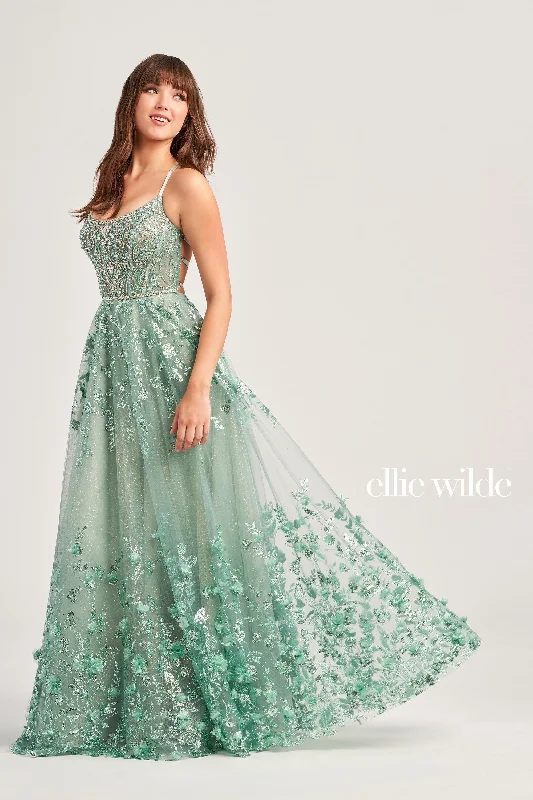 Ruffle-Hem Evening Dress -Ellie Wilde: EW35240