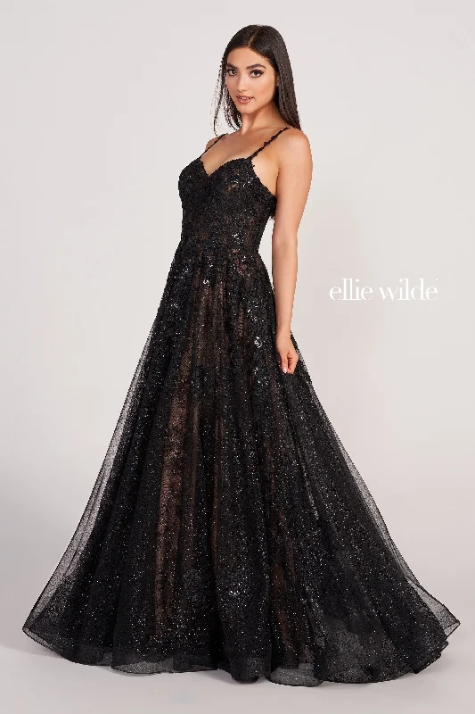 Puff-Sleeve Evening Dress -Ellie Wilde: EW34117