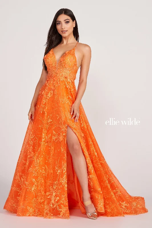 Balloon-Sleeve Evening Dress -Ellie Wilde: EW34102