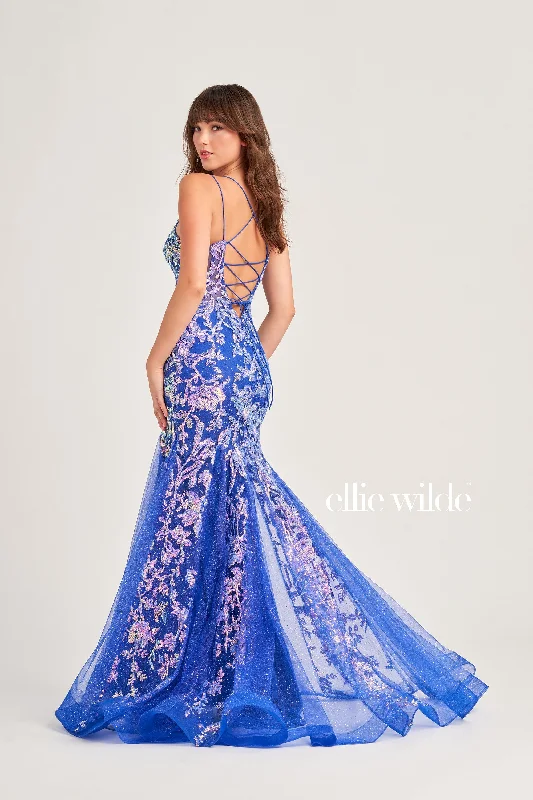 Asymmetrical-Hem Evening Dress -Ellie Wilde: EW35008