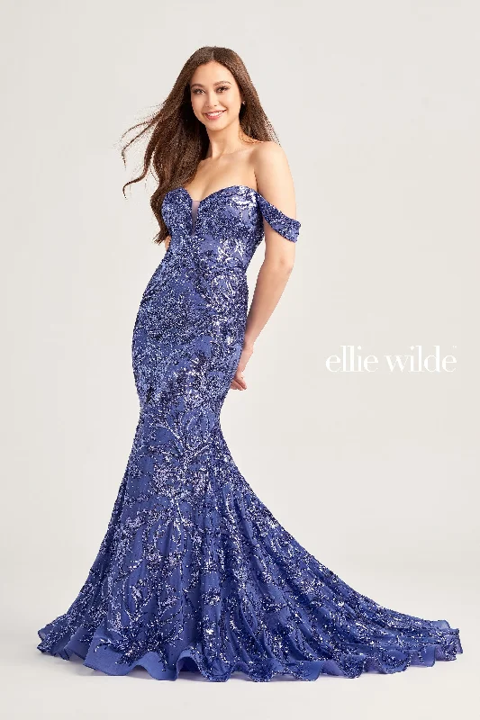 Dotted-Pattern Evening Dress -Ellie Wilde: EW35094