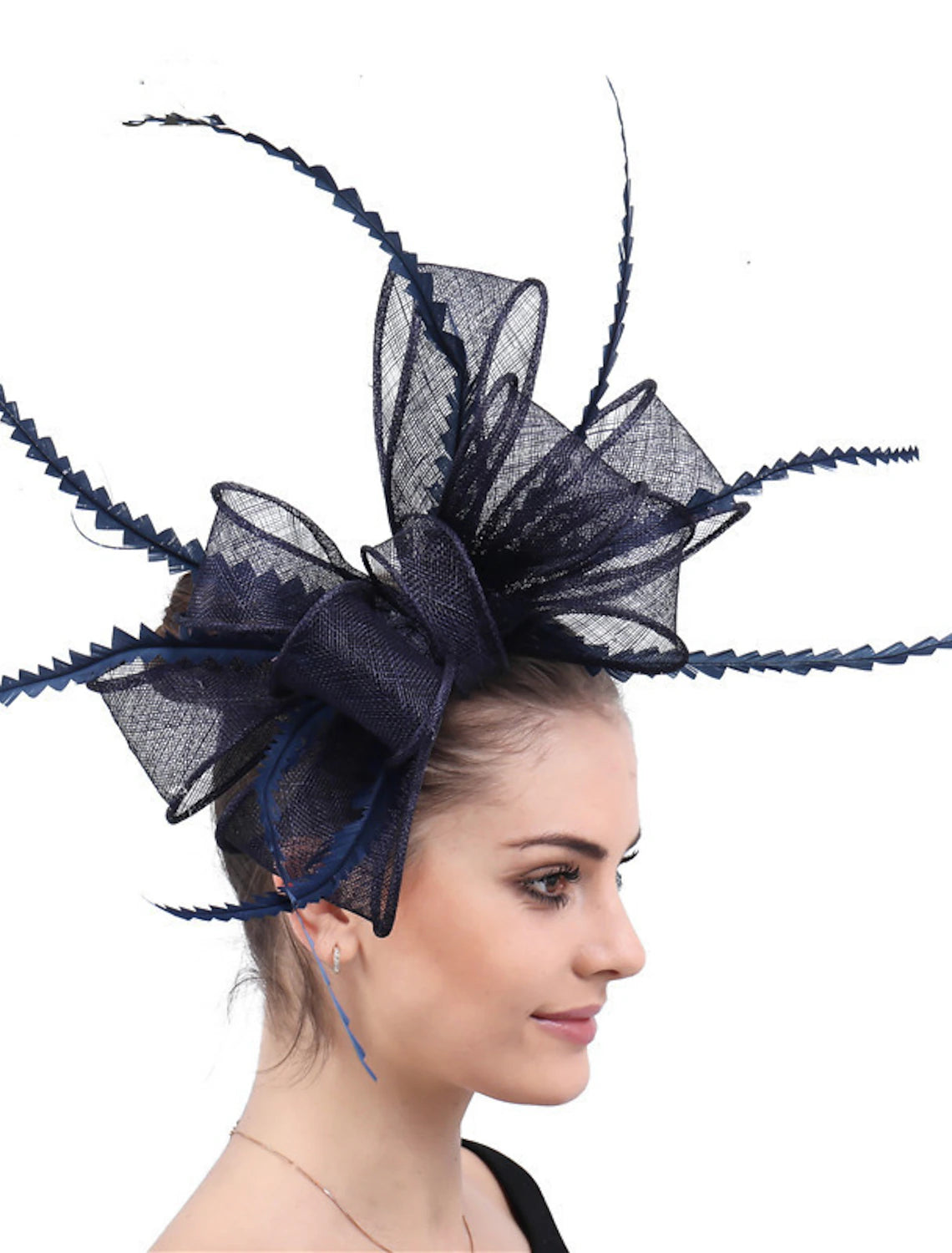 Scoop-Neck Party Dress -Fascinators Hats Headpiece Horse Race Ladies Day Cocktail Glam Vintage Elegant With Feather