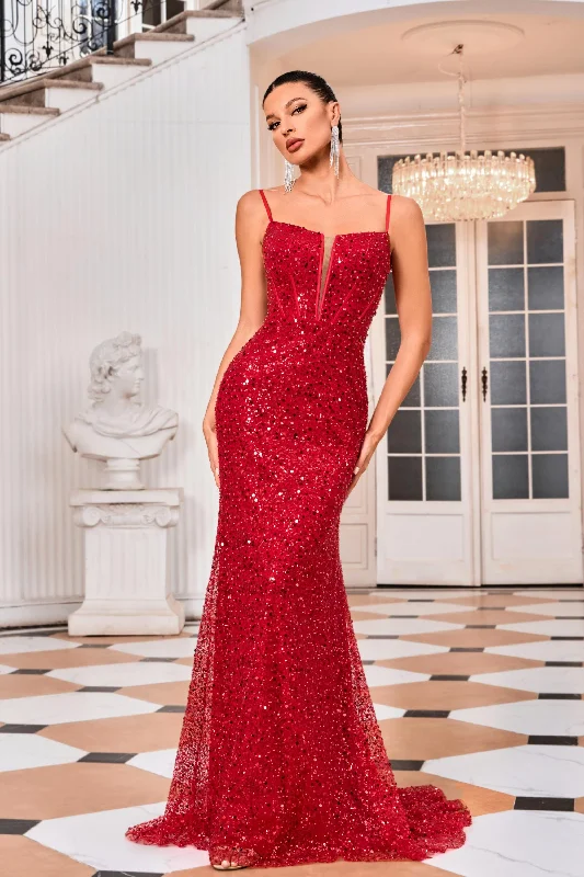 Curved-Back Evening Dress -Jadore: J24023