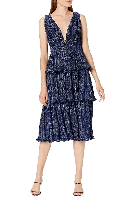 Festival Party Dress -L - minuet navy tiered cocktail dress