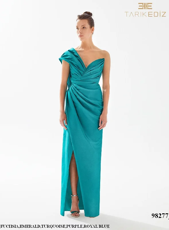 Satin-Finish Evening Dress -Tarik Ediz: 98277