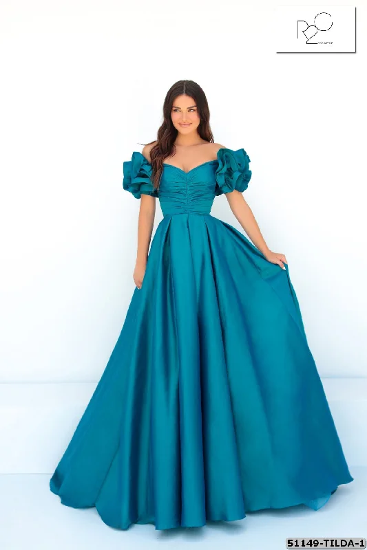 Ruffle-Edge Evening Dress -Tarik Ediz (R2G): 51149